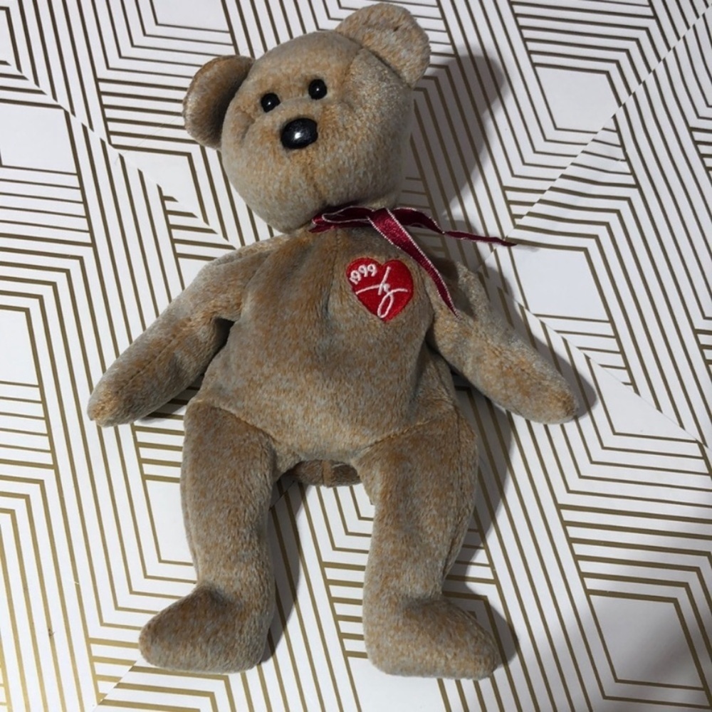 Ty Brown Stuffed Bear with Red Heart